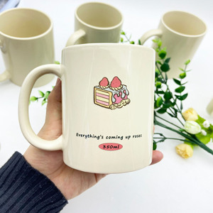 Custom Cartoon Cream White <b>Ceramic</b> Coffee Mug Large Tea <b>Cups</b> with Comfortable Handle - Product Image 6