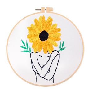 Flower Girl Bordados Starter Kits para adultos iniciantes com padrão estampado, fio bordado, agulhas e Hoop - Product Image 6