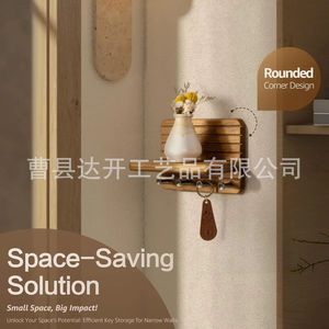 Wooden <b>Key</b> Rack With <b>Hooks</b> <b>Wall</b> Mounted Storage Organizer 11 Inch And 7 Inch For Entryway Bag And Clothes - Product Image 2