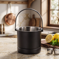 Seau à glace portable en acier inoxydable de 1,6 L, facile à nettoyer, résistant à la corrosion, avec poignée, pour bar, fête, extérieur
