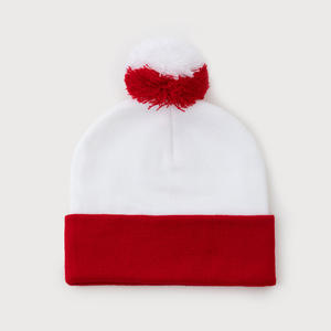 Rouge blanc <span class=keywords><strong>deux</strong></span> tons <span class=keywords><strong>pompon</strong></span> bonnets chapeau de noël décontracté Streetwear extérieur hiver chaud ski crâne <span class=keywords><strong>bonnet</strong></span> chapeaux pour hommes femmes - Product Image 3