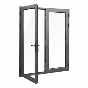 Portes en aluminium à double vitrage noires personnalisées à faible émissivité Portes en aluminium à rupture <span class=keywords><strong>thermique</strong></span> <span class=keywords><strong>Porte</strong></span> à charnière ignifuge extérieure - Product Image 4