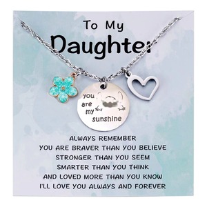 Little Girls Niece Daughter Granddaughter Birthday <strong>Gift</strong> Heart Stainless Steel Necklace You Are My <strong>Sunshine</strong> Necklace for Women - Product Image 3