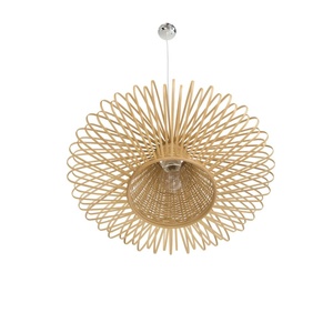 Lámparas colgantes de mimbre hechas a mano modernas bohemias antiguas, luz colgante tejida de bambú redonda con pantallas naturales para uso doméstico - Product Image 2