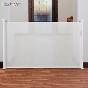 Multi Function Folding Retractable White Baby Gates For Stairs Barrier