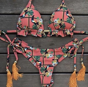Hot Print Bikini Triangle Sexy Split Designer Venta al por mayor Trajes de baño Tassel <span class=keywords><strong>Big</strong></span> Boob Traje de baño - Product Image 5
