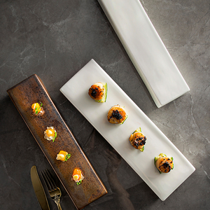 Kreatives Restaurant-Dekor Rechteckiges Geschirr Weiße Servierplatte Tablett Vajilla Quaderförmiges Tablett Sashimi <span class=keywords><strong>Sushi</strong></span> Teller - Product Image 1