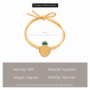 <span class=keywords><strong>3</strong></span>-delige Set Kralenhaarbanden Geen Schade Meisje Haar Stropdas Fruitpatroon Groothandel Haaraccessoires Veel - Product Image 4