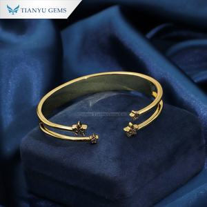 Bracelet en cuivre plaqué or double couche Tianyu Gems avec charme étoile en zircon, bracelet ouvert, bijoux tendance pour femmes - Product Image 3