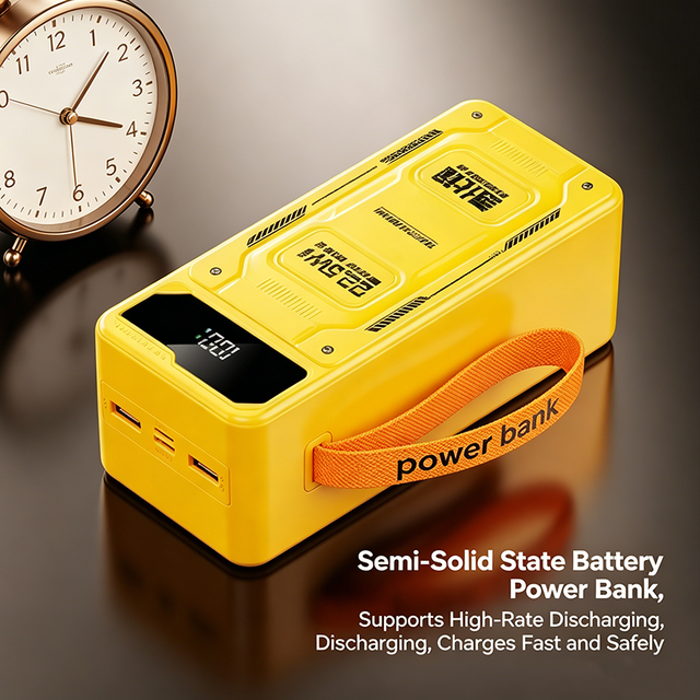 Semi-solid Lithium-ion Battery Large Capacity 50000mAh Portable Power Bank with 20W Fast Charging and Comes with 4 Cables