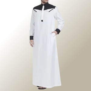 Yiwu Muqian Trading Firm Arabic Kaftan for Men Thobe Fabric Polyester Casual Saudi Satin <strong>Model</strong> East Muslim <strong>Abaya</strong> - Product Image 1