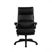 Chaise de bureau de direction ergonomique moderne Henglin à dossier haut en cuir PU noir avec base en nylon réglable en hauteur pour le bureau à domicile