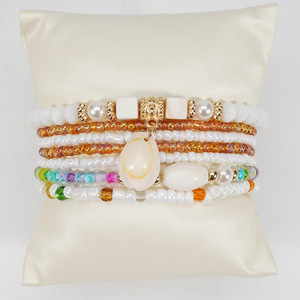 Fashion Beaded <b>Bracelets</b> Set 7Pcs Per Card With <b>Shell</b> Pendant Women's Jewelry Made In China - Product Image 4