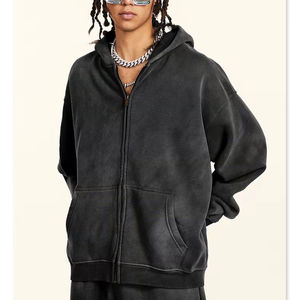 Sweat à capuche unisexe personnalisé, délavé à l'acide, avec boutons en relief 3D, épaules tombantes, effet soleil, coupe oversize, en coton épais vierge 360 g/m² - Product Image 1