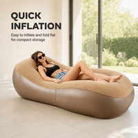 Fauteuil gonflable portable léger en PVC floqué, écologique, design moderne et minimaliste pour l'extérieur – Vente en gros