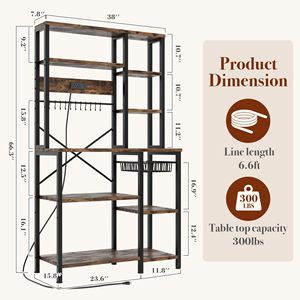 SENYU Modern Wood Kitchen Storage Rack With 5 <b>Shelves</b> Reinforced Metal Frame Durable Design For Stability - Product Image 2