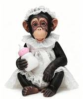 Poupée singe réaliste en silicone, jouet chimpanzé avec tenue et biberon, doux, 2-4 ans, 30-50 cm, certifié EN71, série Fantasy