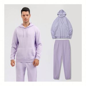 Nouveaux ensembles de sweats à capuche 2 pièces 320 g/m² en molleton violet avec impression DTF motif dessin animé pour homme, style streetwear, sweats à capuche et ensembles de joggers - Product Image 1