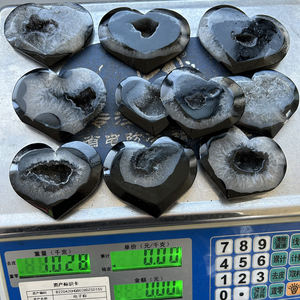 Хит продаж, Кристалл, черное сердце сардоникса, духовный камень, кварцевый Целительный Агат, плоский Друза, сердце для медитации, подарки - Product Image 6