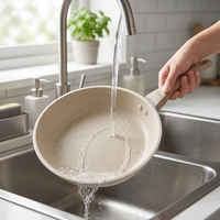 Poêle à frire antiadhésive en aluminium beige moderne de 20 cm, facile à nettoyer, pour cuisinière à gaz