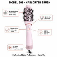 Brosse à air chaud en céramique 1200W avec 3 réglages de chaleur et 2 vitesses, ionique, double tension, pour coiffure en salon