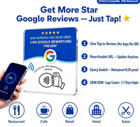 Support de table en acrylique 12 cm, carte NFC Google Review compatible NFC213 13,56 MHz, appuyez pour laisser un avis, OEM/ODM personnalisé, prêt à être expédié, en stock
