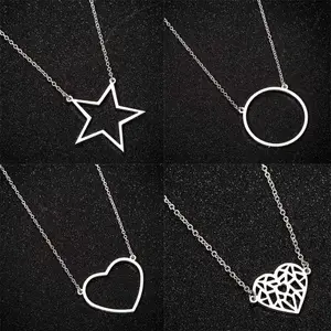 SSeeSY a granel, venta al por mayor, joyería personalizada, collar con colgante de corazón de estrella de moda de acero inoxidable simple, regalo para mujer