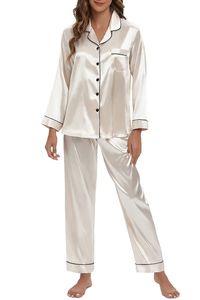 Eco Friendly Luxury Silk Sleepwear Long Sleeved Pajama Set Custom Logo OEM ODM Vietnam Manufacturer Bulk Production Service - Product Image 3