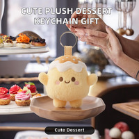 Porte-clés personnalisé en peluche de coton, motif dessert mignon (rouleau de cannelle, pudding, pain), jouet en peluche moelleux, breloque de sac, cadeau, 10 cm, doux