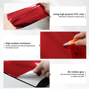 Film de protection de voiture chromé, vinyle de couleur pour envelopper la <span class=keywords><strong>carrosserie</strong></span>, changement de couleur de la <span class=keywords><strong>carrosserie</strong></span>, film chromé rouge, ISO9001 - Product Image 3