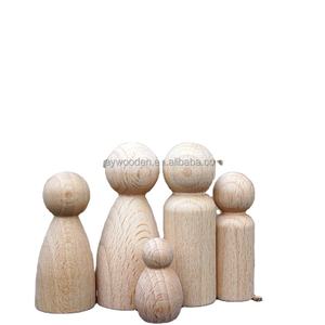 Nhà Máy tự nhiên chưa hoàn thành gỗ tự làm đồ chơi PEG Kokeshi Búp bê trang trí gia đình gỗ hình dạng con số thủ công tác phẩm điêu khắc cho các thí nghiệm - Product Image 2