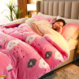 Épaissie chaude flanelle polaire velours Sherpa <span class=keywords><strong>couette</strong></span> noyau <span class=keywords><strong>laine</strong></span> <span class=keywords><strong>d</strong></span>'<span class=keywords><strong>agneau</strong></span> couverture de lit solide moelleux <span class=keywords><strong>couette</strong></span> épaissie <span class=keywords><strong>couette</strong></span> pour l'hiver - Product Image 3