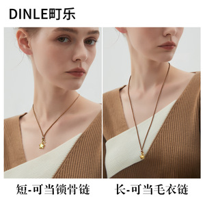 สร้อยคอ Dinle Star Sweater  วัสดุโลหะผสมสังกะสีสีทอง  สำหรับผู้หญิง ของขวัญ เครื่องประดับ - Product Image 5