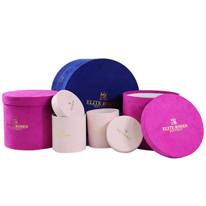 Round Box Flowers Round Hot Sale Valentine /Mother Day A Sets Of Gift Boxes Cylinder Velvet Round Rose Box For Flowers