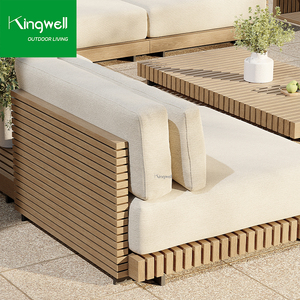 Canapés de jardin en teck modernes, 8 ensembles, <span class=keywords><strong>canapé</strong></span> en bois massif avec tissu, sectionnel <span class=keywords><strong>pour</strong></span> salon, parc, vente en gros disponible - Product Image 5