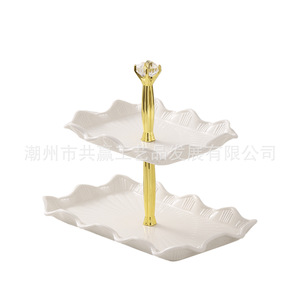Cross-border fruit platter, home living room <b>coffee</b> <b>table</b> snack candy cake display plate, multi-tiered dessert stand, ceramic - Product Image 3