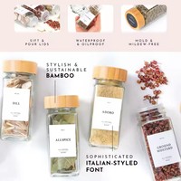 Outils pour herbes et épices de cuisine Bocaux à épices en verre pour assaisonnement Bouteille de sel Poivre Chili Shaker Pots à épices à l'ail avec couvercle en bois d'acacia