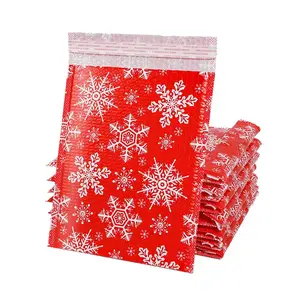 Logotipo personalizado Impermeável Natal Kraft Paper Mailer Urdidura Acolchoado Envelope Bubble Bag Embalagem Envio Sacos De Correio De Plástico