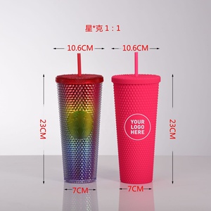Hot Sale Reusable Diamond Drinking <strong>Cups</strong> 24 oz Multi Color <strong>Black</strong> studded Tumbler with Lid and Straw - Product Image 3