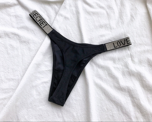 Perizoma da donna con strass a forma di lettera <span class=keywords><strong>LOVE</strong></span>, a vita bassa, senza cuciture, sexy, per palestra, lingerie - Product Image 6