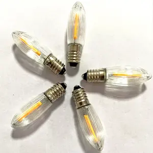 LEDフィラメントクリスマスライト交換用電球0.2W8V-55VミニチュアキャンドルランプC6ストライプガラスE10ブリッジライトスペア電球