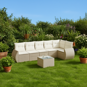 Ensemble de canapés de jardin en rotin 6 places, mobilier d'extérieur avec structure en acier thermolaqué, design contemporain - Product Image 2