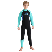 DIVESTAR Wetsuit Anak Lengan Panjang 2.5mm Neoprene Anti-UV Bernapas dengan Ritsleting Belakang dan Logo Depan Khusus untuk Surfing, Snorkeling, dan Berenang