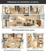Casa Contenedor Expandible de 20 pies sobre Remolque, Casa Prefabricada Modular Móvil de 2 o 3 Dormitorios con Baño y Cocina