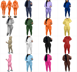 XS-XXL autunno <span class=keywords><strong>vestiti</strong></span> da donna a maniche lunghe tuta da donna in pile di <span class=keywords><strong>cotone</strong></span> spesso felpa con cappuccio con cappuccio + pantaloni stringati - Product Image 3