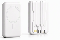 Banco de Energía Inalámbrico Magnético con 3 Cables Integrados, Batería Externa Portátil de Carga Rápida de 1W/2WmAh para iPhone