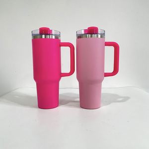 Light Pink H2.0 40Oz <b>Double</b> <b>Walled</b> Travel Tumbler Cup Powder Coated <b>Mug</b> for Cold Drinks - Product Image 2
