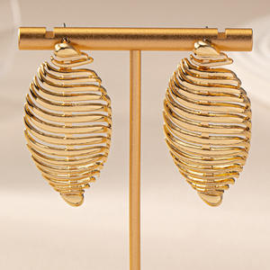 Pendientes de gota con forma de hoja en espiral elegante para mujer, joyería de moda para fiesta, regalos elegantes con personalidad, para fiesta - Product Image 2