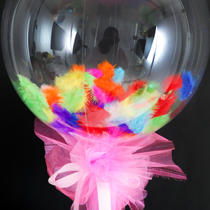 Cadeau d'alentine DIY Maille rose avec <span class=keywords><strong>ruban</strong></span> à nœud <span class=keywords><strong>Autocollant</strong></span> rose Plume colorée fillig bouquet lumineux ballon <span class=keywords><strong>led</strong></span> bobo ballon lumineux - Product Image 6
