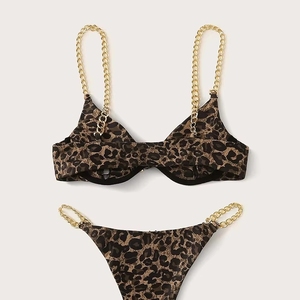 Conjunto de Bikini Brillante de 2 Piezas con Decoración de Perlas, Traje de Baño para Mujer, Tejido Ecológico de Spandex y Poliéster - Product Image 6